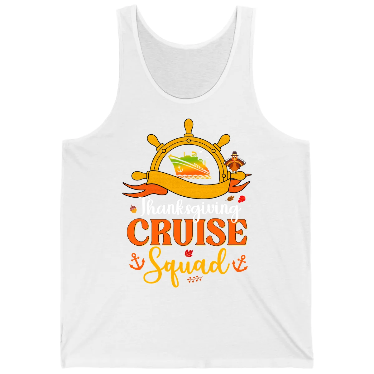 Thanksgiving Cruise Squad Tank Top in White
