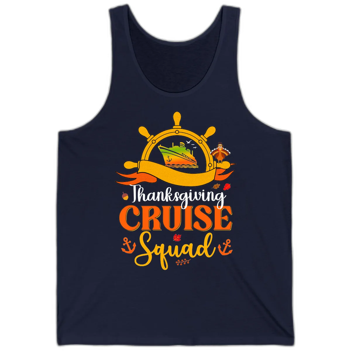 Thanksgiving Cruise Squad Tank Top in Navy