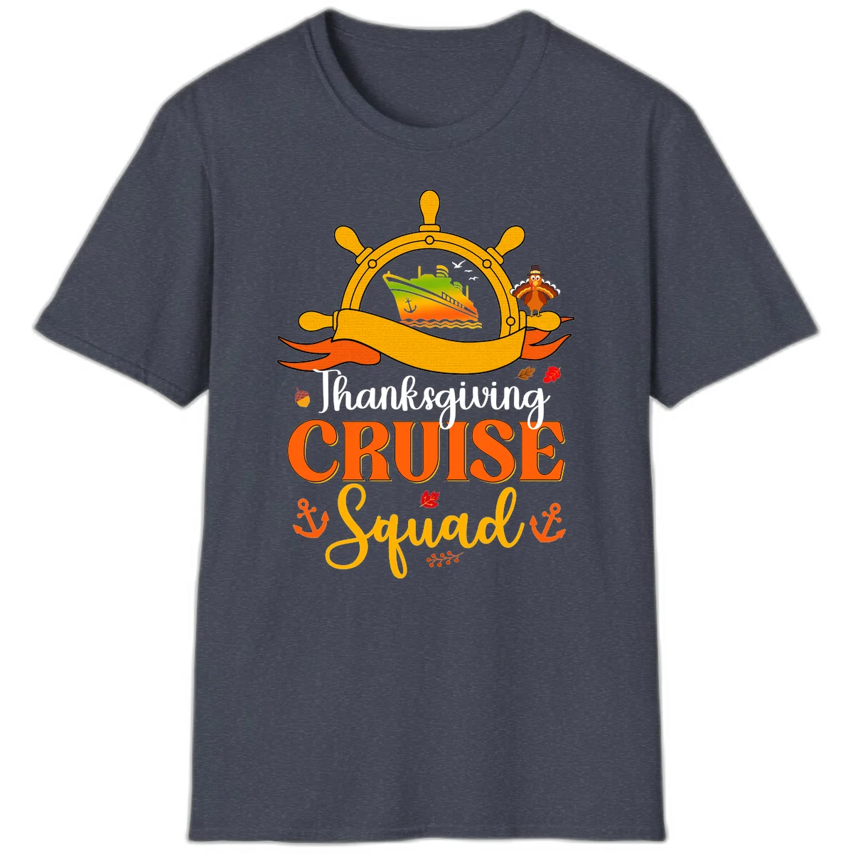 Thanksgiving Cruise Squad T-Shirt in Heather Navy