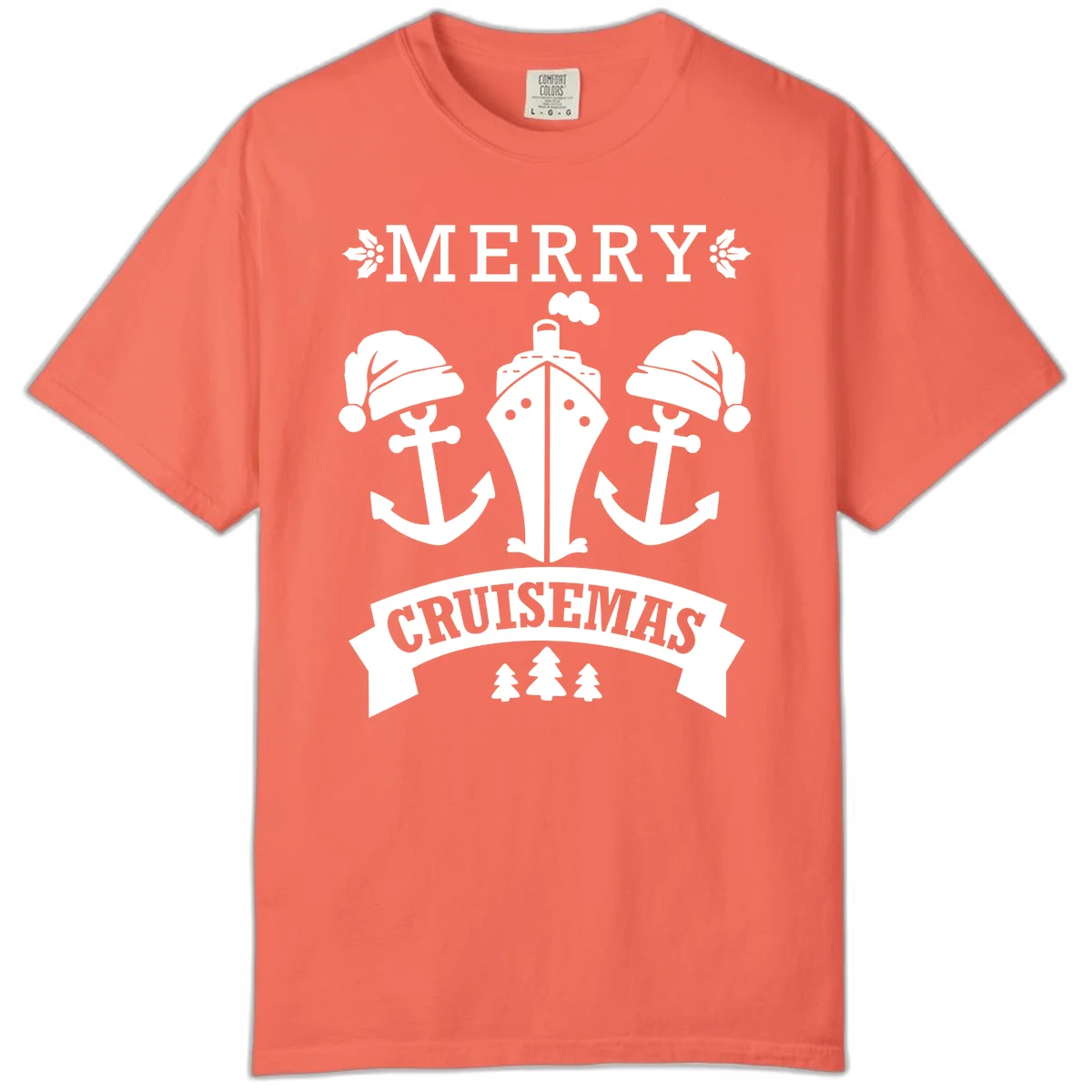 Merry Cruisemas Nautical Holiday Comfort Color in Bright Salmon