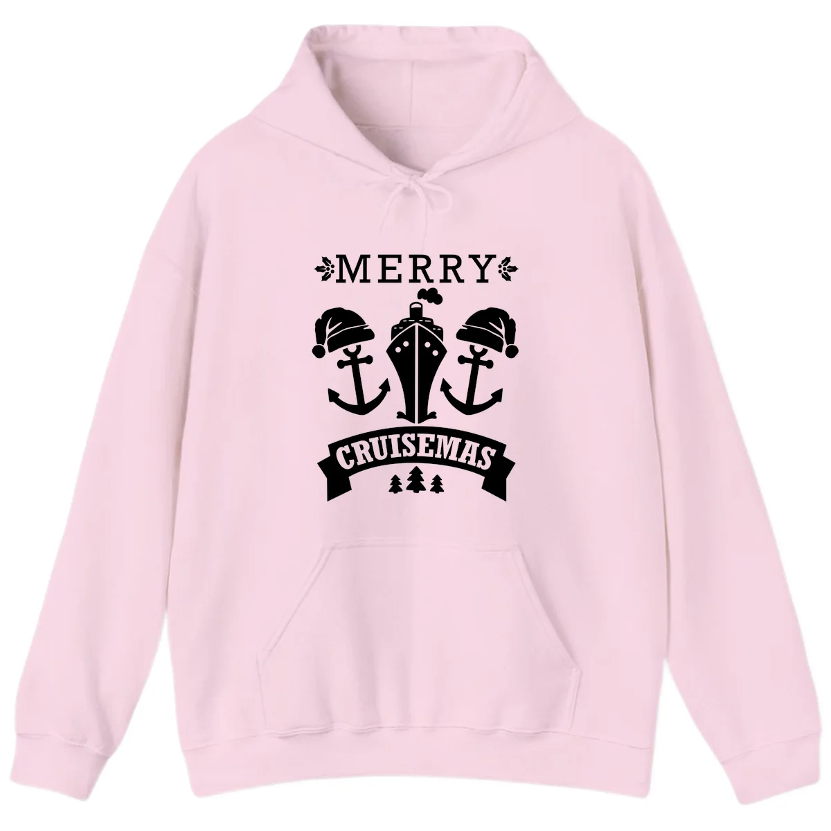 Merry Cruisemas Nautical Holiday Hoodie in Light Pink