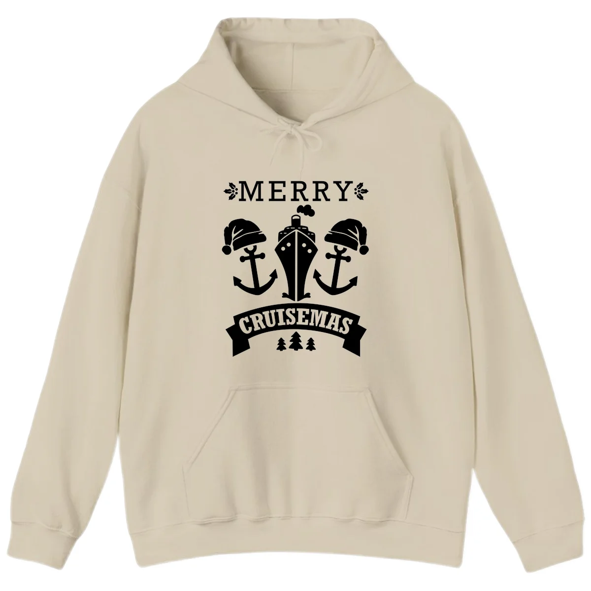 Merry Cruisemas Nautical Holiday Hoodie in Sand
