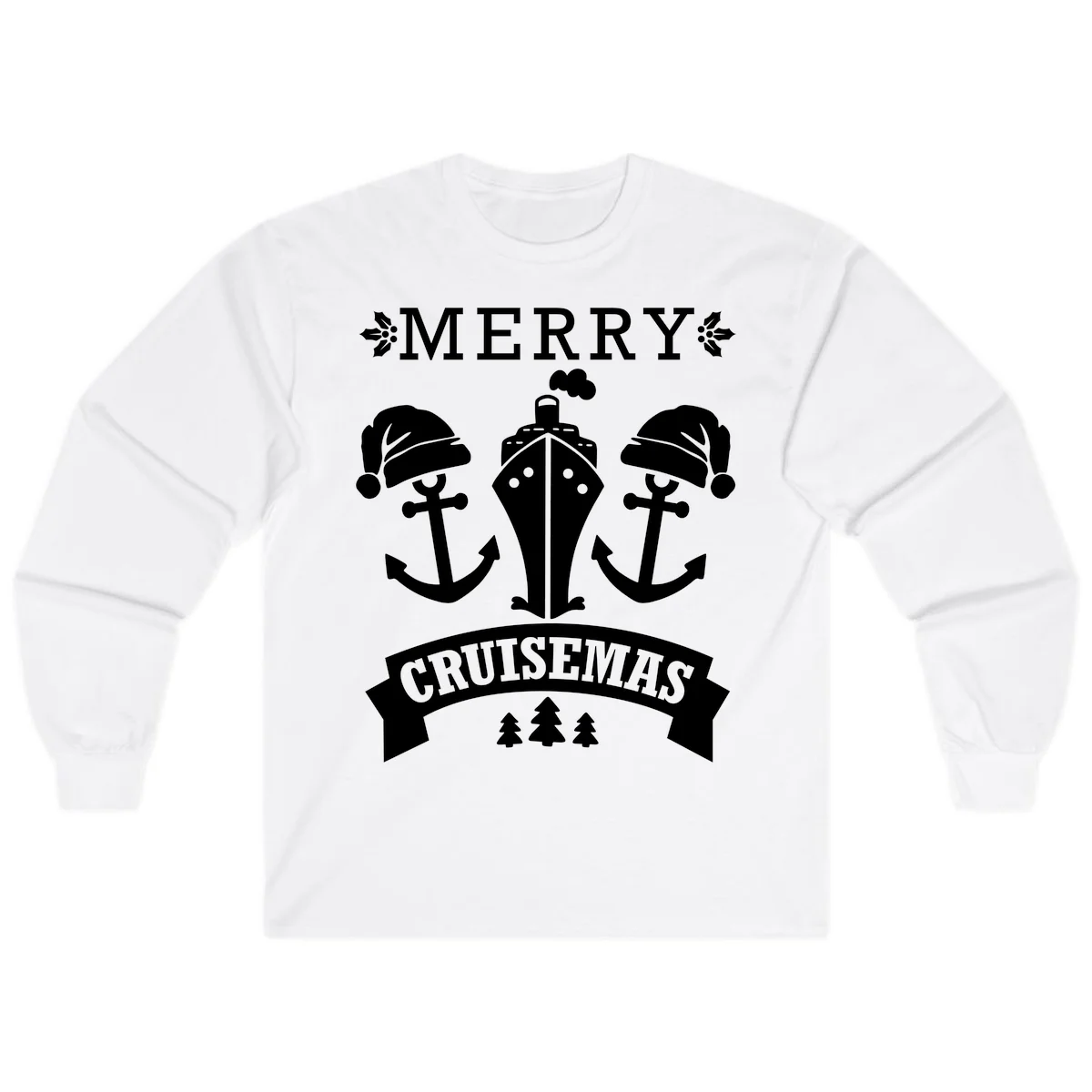 Merry Cruisemas Nautical Holiday Long Sleeve in White