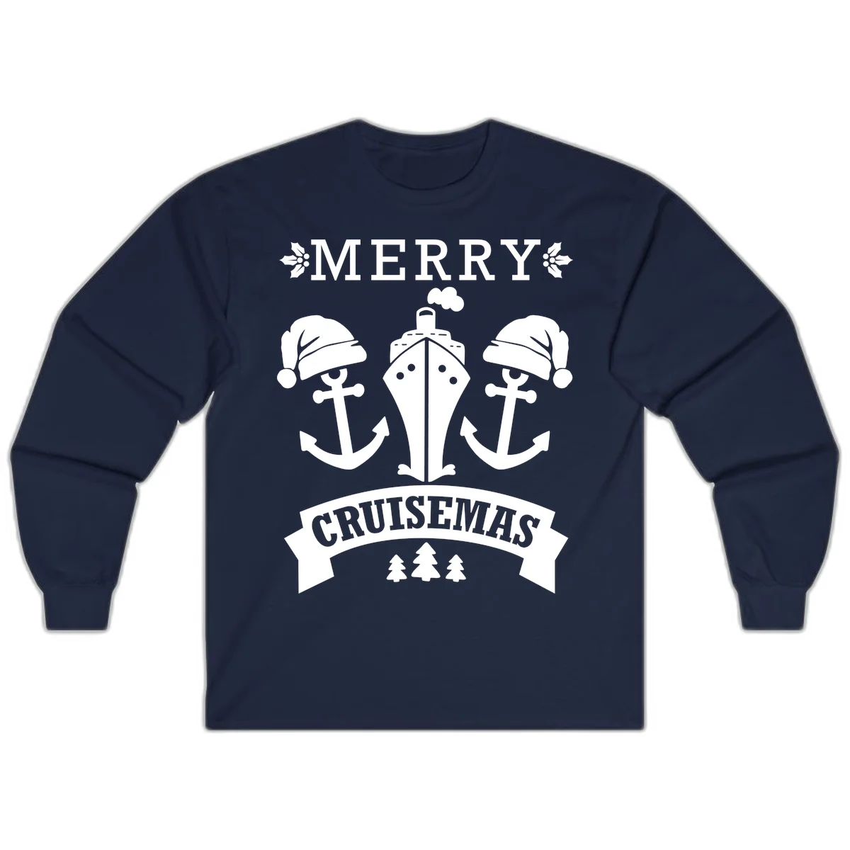Merry Cruisemas Nautical Holiday Long Sleeve in Navy