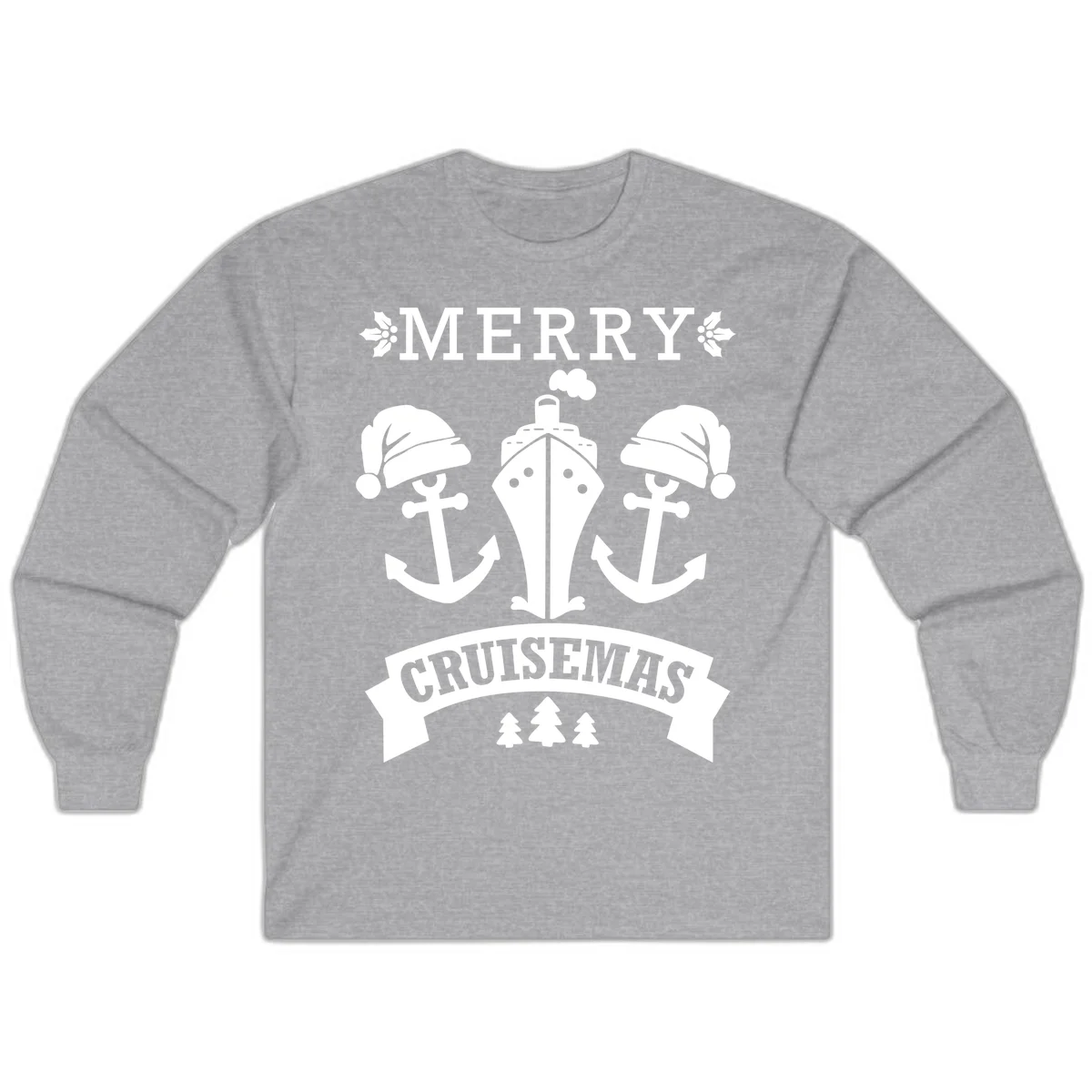 Merry Cruisemas Nautical Holiday Long Sleeve in Sport Grey