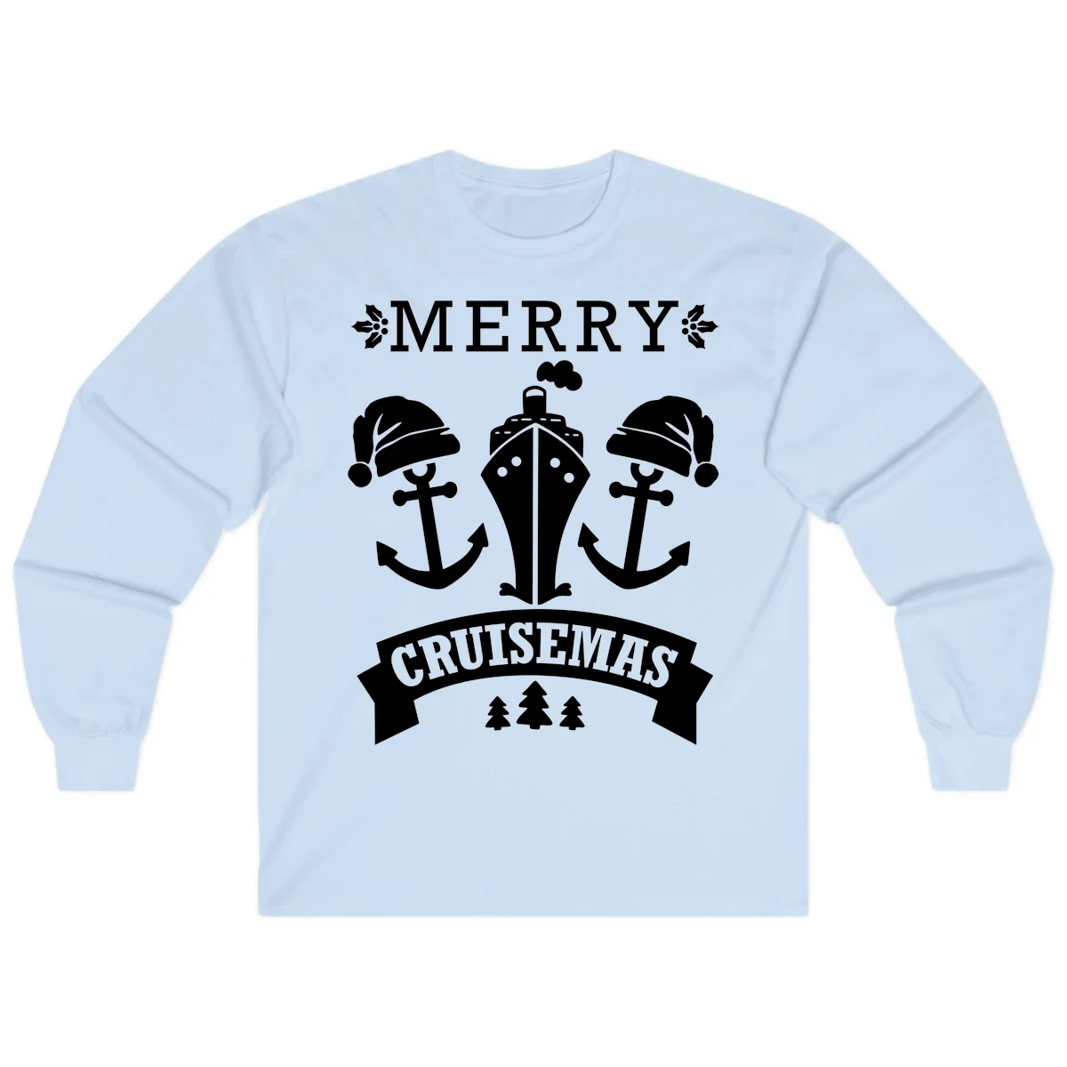 Merry Cruisemas Nautical Holiday Long Sleeve in Light Blue