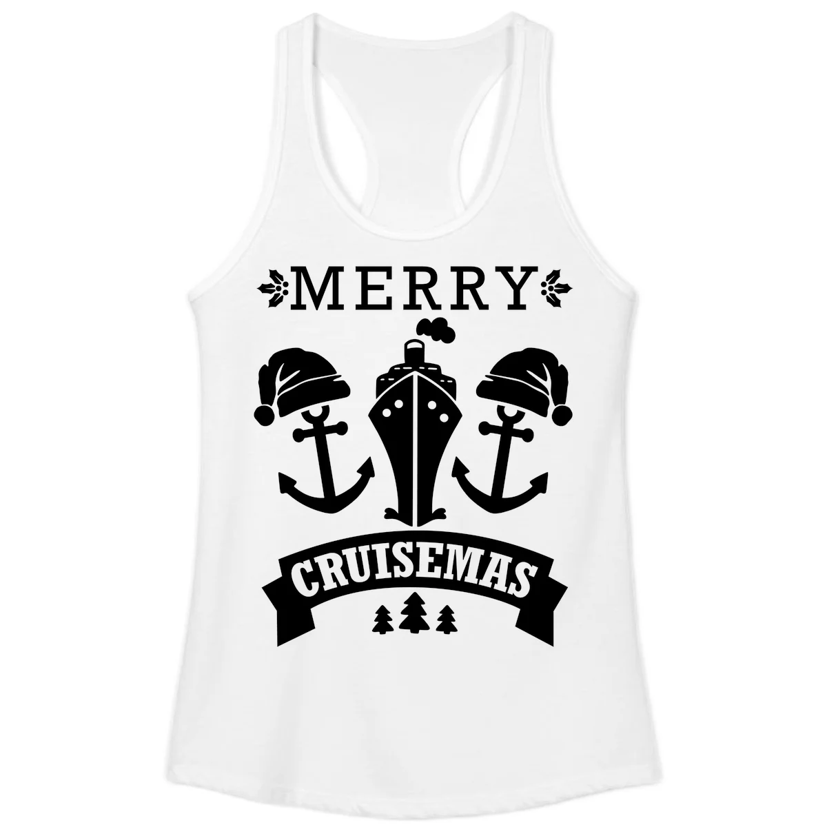 Merry Cruisemas Nautical Holiday Ladies Tank in White