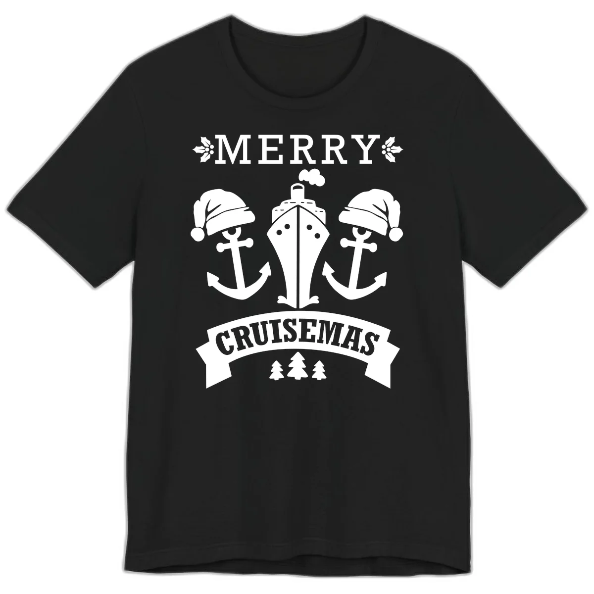 Merry Cruisemas Nautical Holiday Premium T-Shirt in Black
