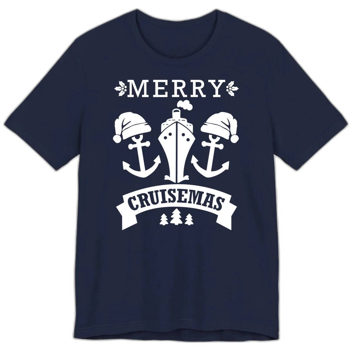 Merry Cruisemas Nautical Holiday Premium T-Shirt in Navy