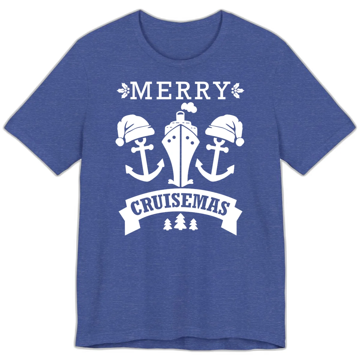 Merry Cruisemas Nautical Holiday Premium T-Shirt in Heather True Royal