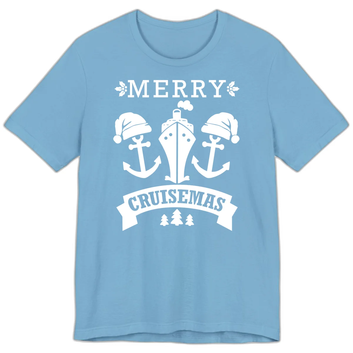 Merry Cruisemas Nautical Holiday Premium T-Shirt in Ocean Blue