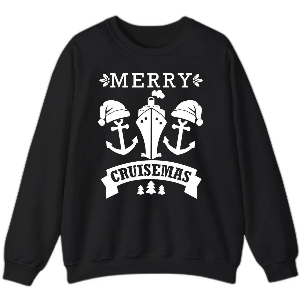 Merry Cruisemas Nautical Holiday Sweatshirt in Black