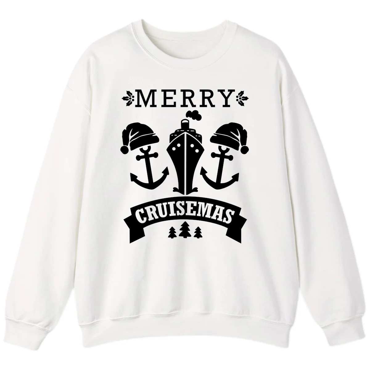 Merry Cruisemas Nautical Holiday Sweatshirt in White