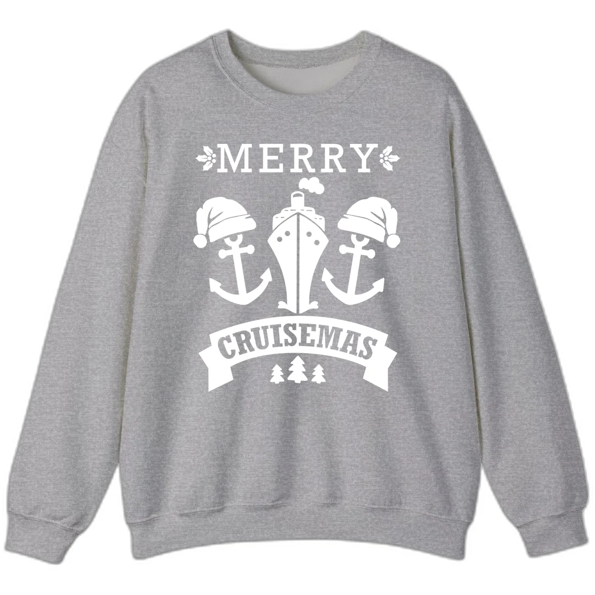 Merry Cruisemas Nautical Holiday Sweatshirt in Sport Grey