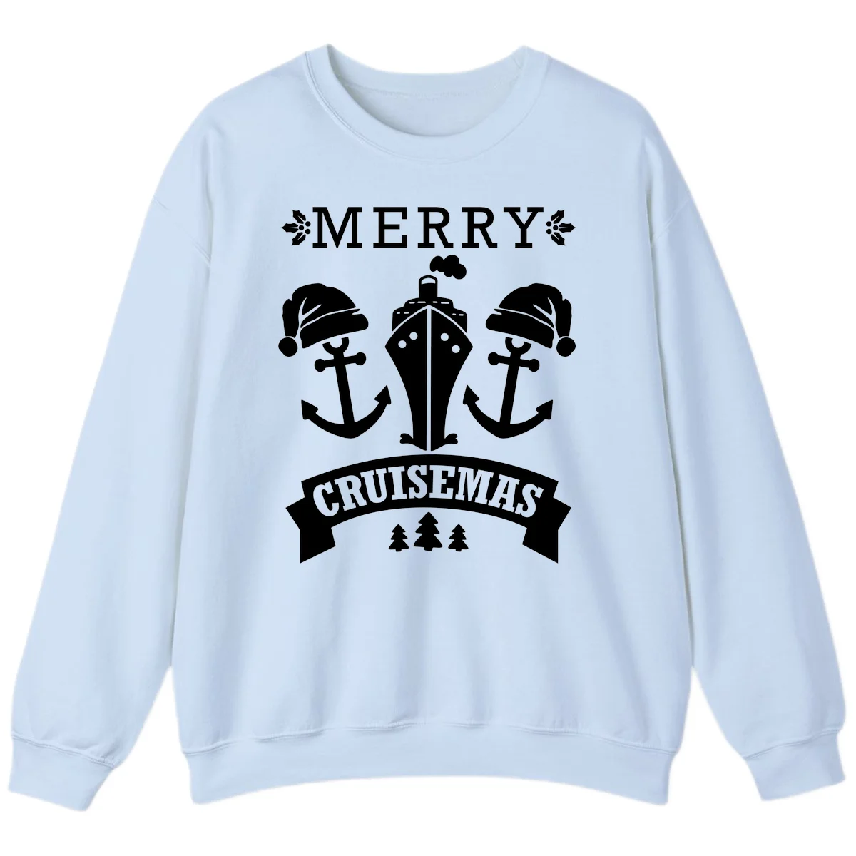 Merry Cruisemas Nautical Holiday Sweatshirt in Light Blue
