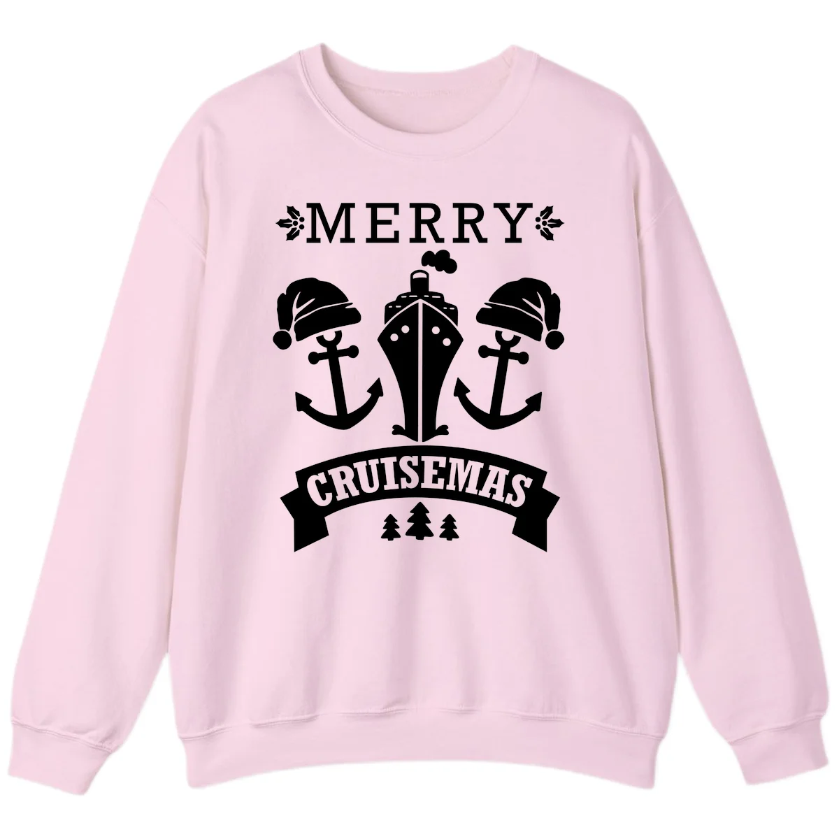 Merry Cruisemas Nautical Holiday Sweatshirt in Light Pink