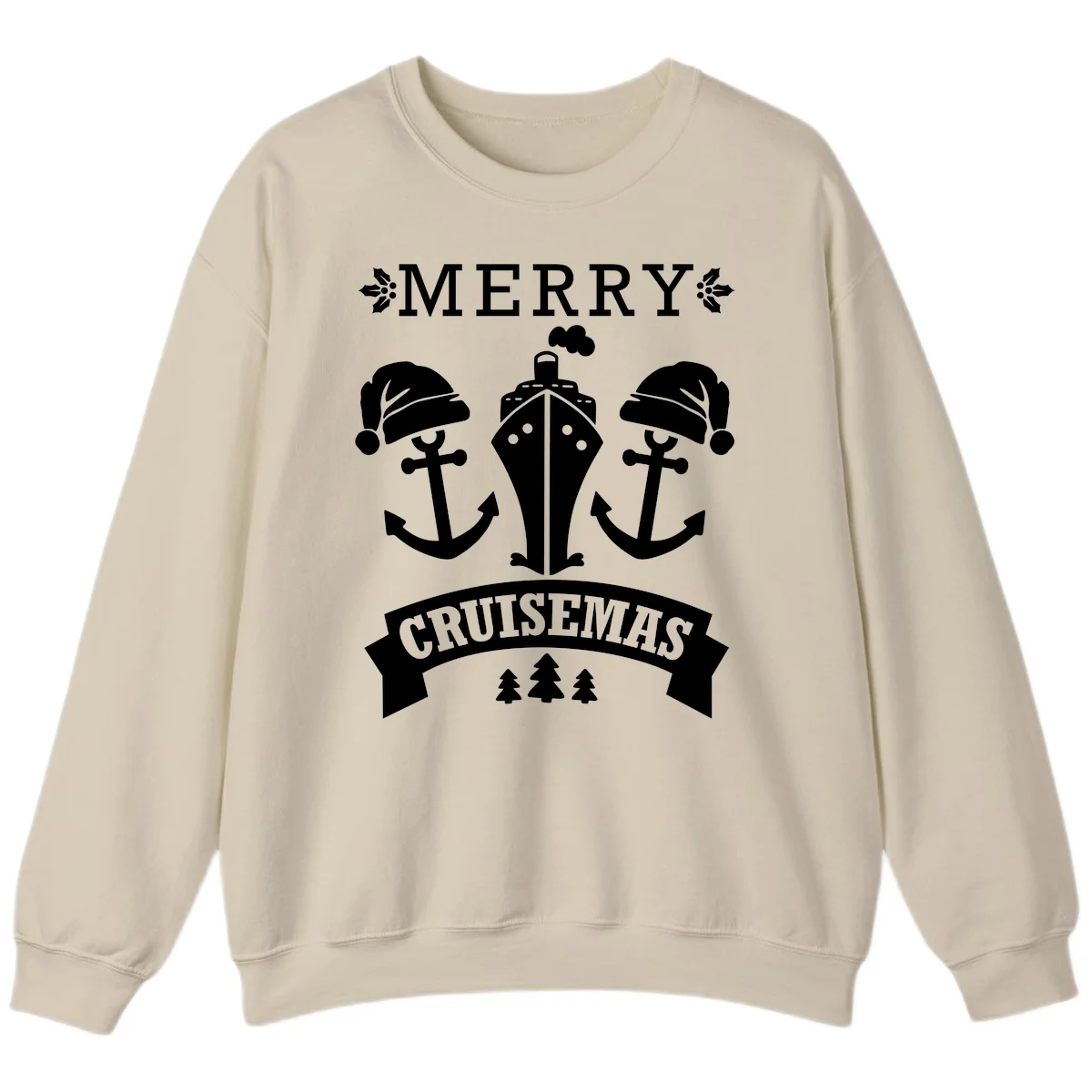 Merry Cruisemas Nautical Holiday Sweatshirt in Sand