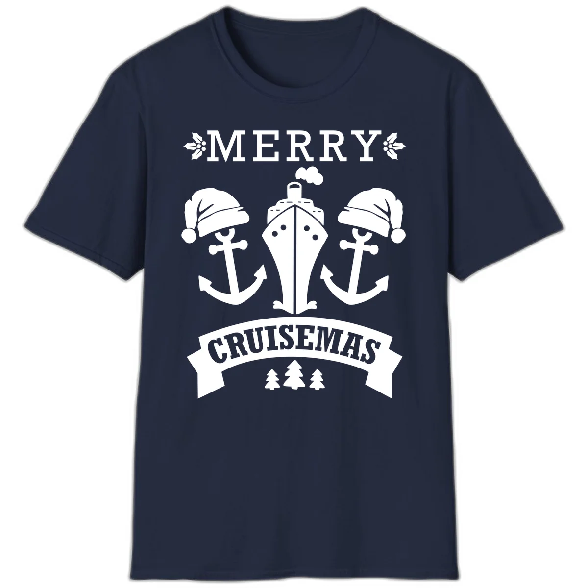 Merry Cruisemas Nautical Holiday T-Shirt in Navy