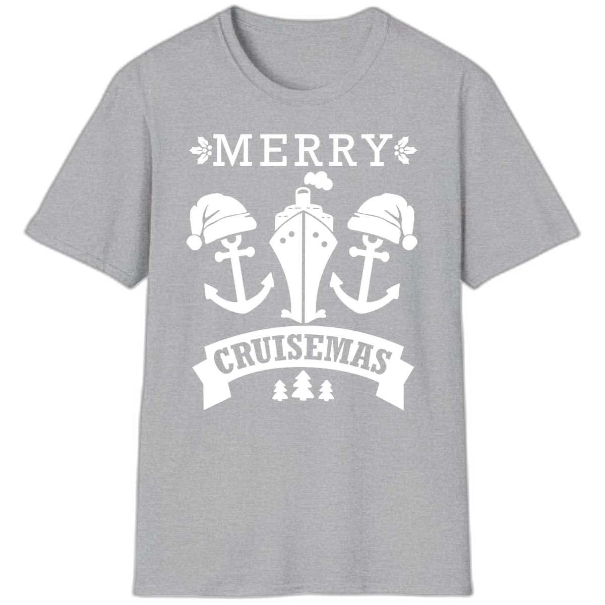 Merry Cruisemas Nautical Holiday T-Shirt in Sport Grey