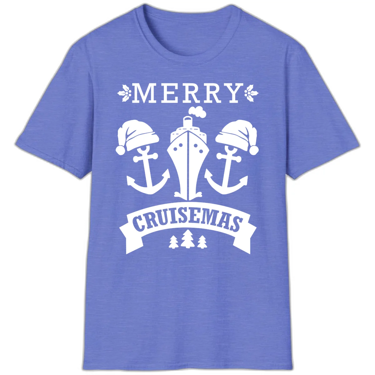 Merry Cruisemas Nautical Holiday T-Shirt in Heather Royal