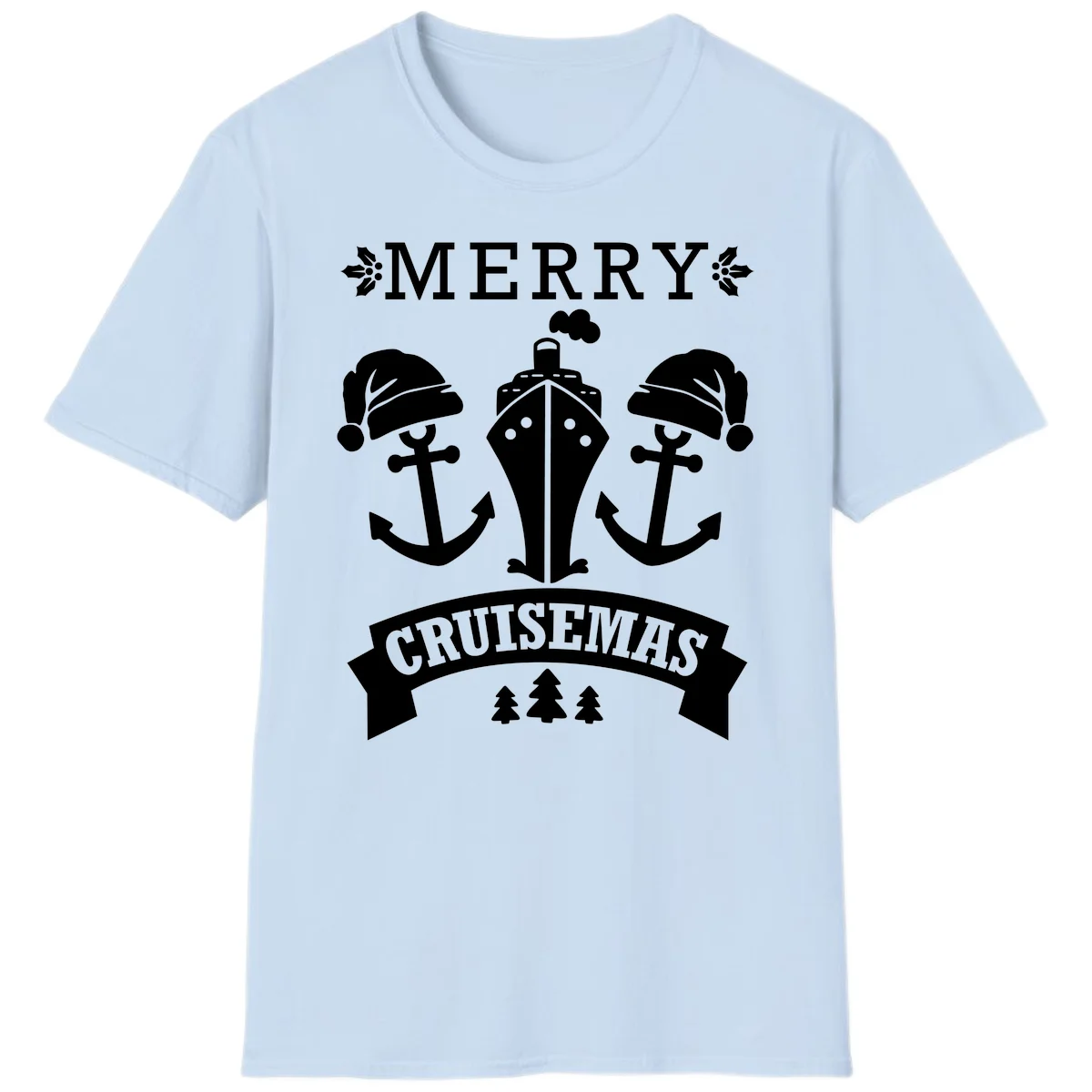 Merry Cruisemas Nautical Holiday T-Shirt in Light Blue
