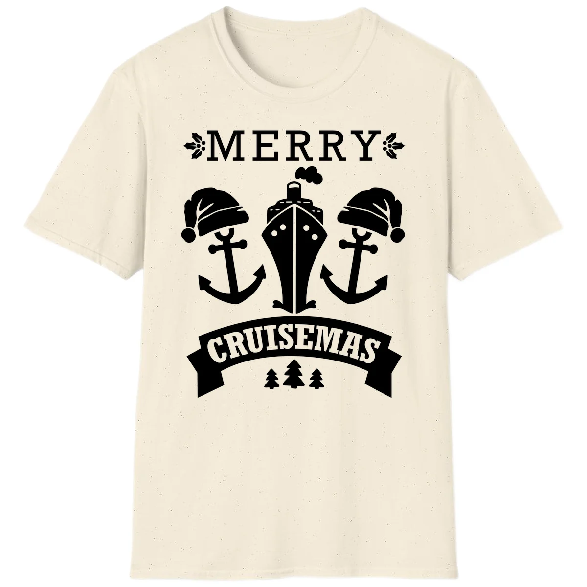 Merry Cruisemas Nautical Holiday T-Shirt in Natural