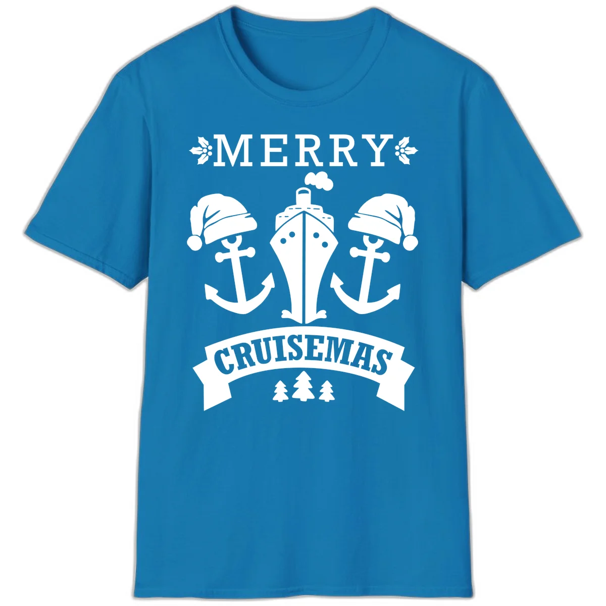 Merry Cruisemas Nautical Holiday T-Shirt in Sapphire