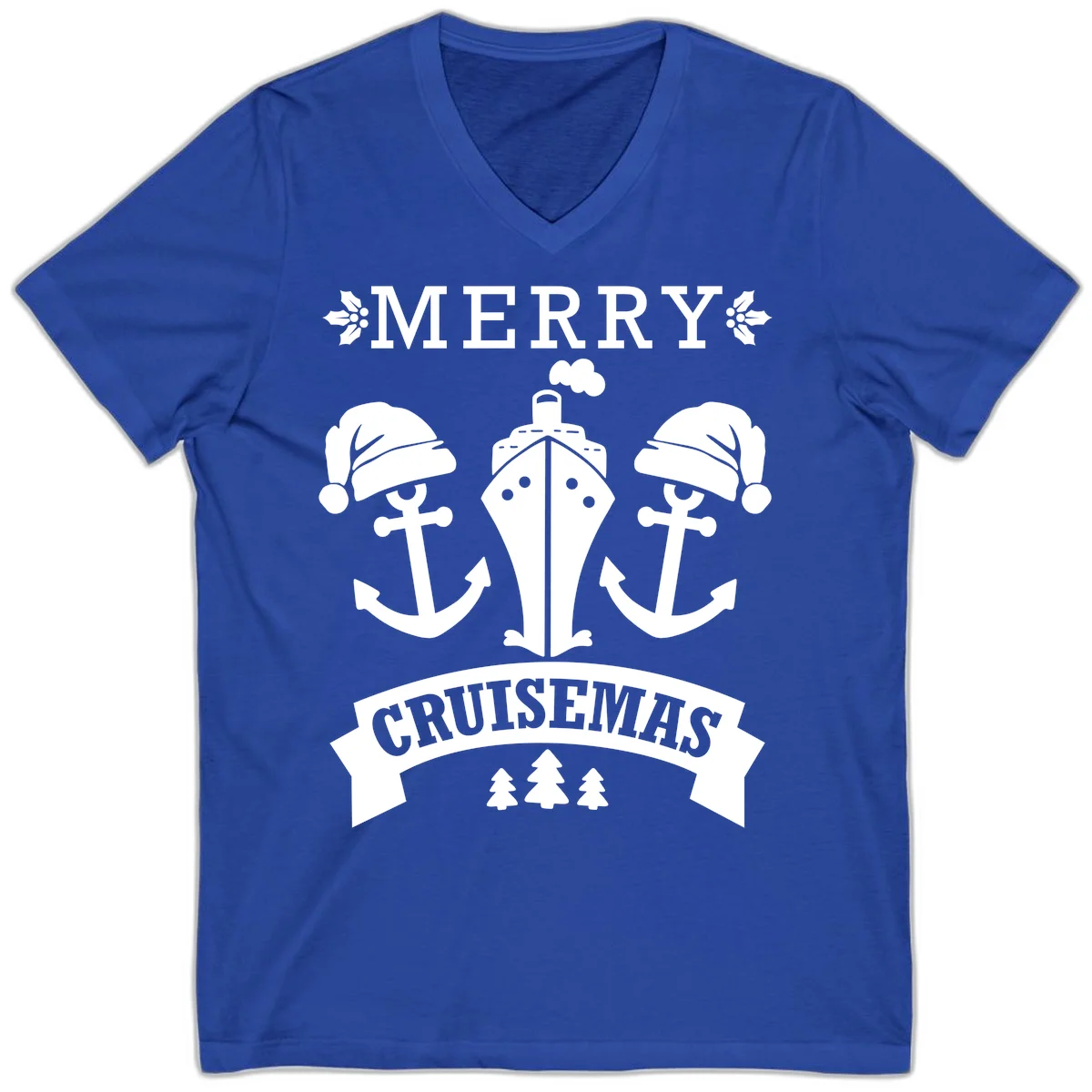 Merry Cruisemas Nautical Holiday V-Neck in True Royal