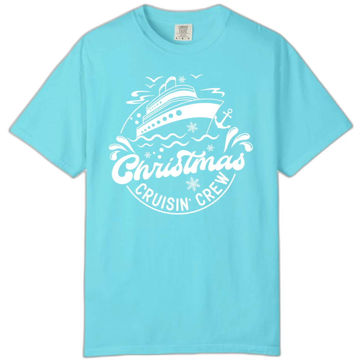 Christmas Cruisin' Crew Comfort Color T-Shirt in Lagoon Blue