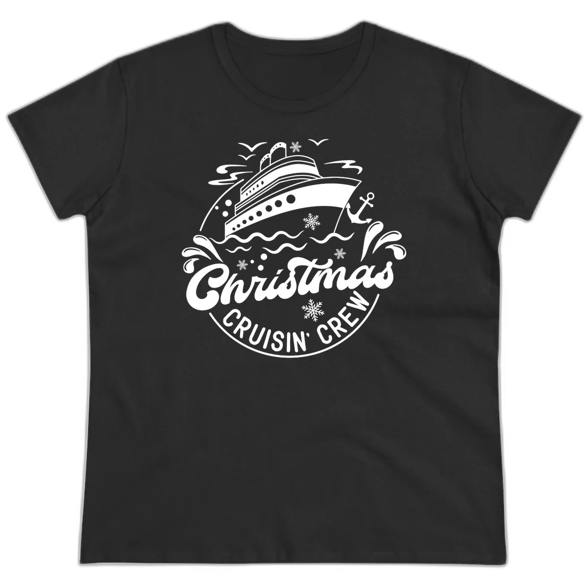 Christmas Cruisin' Crew Ladies Tee in Black