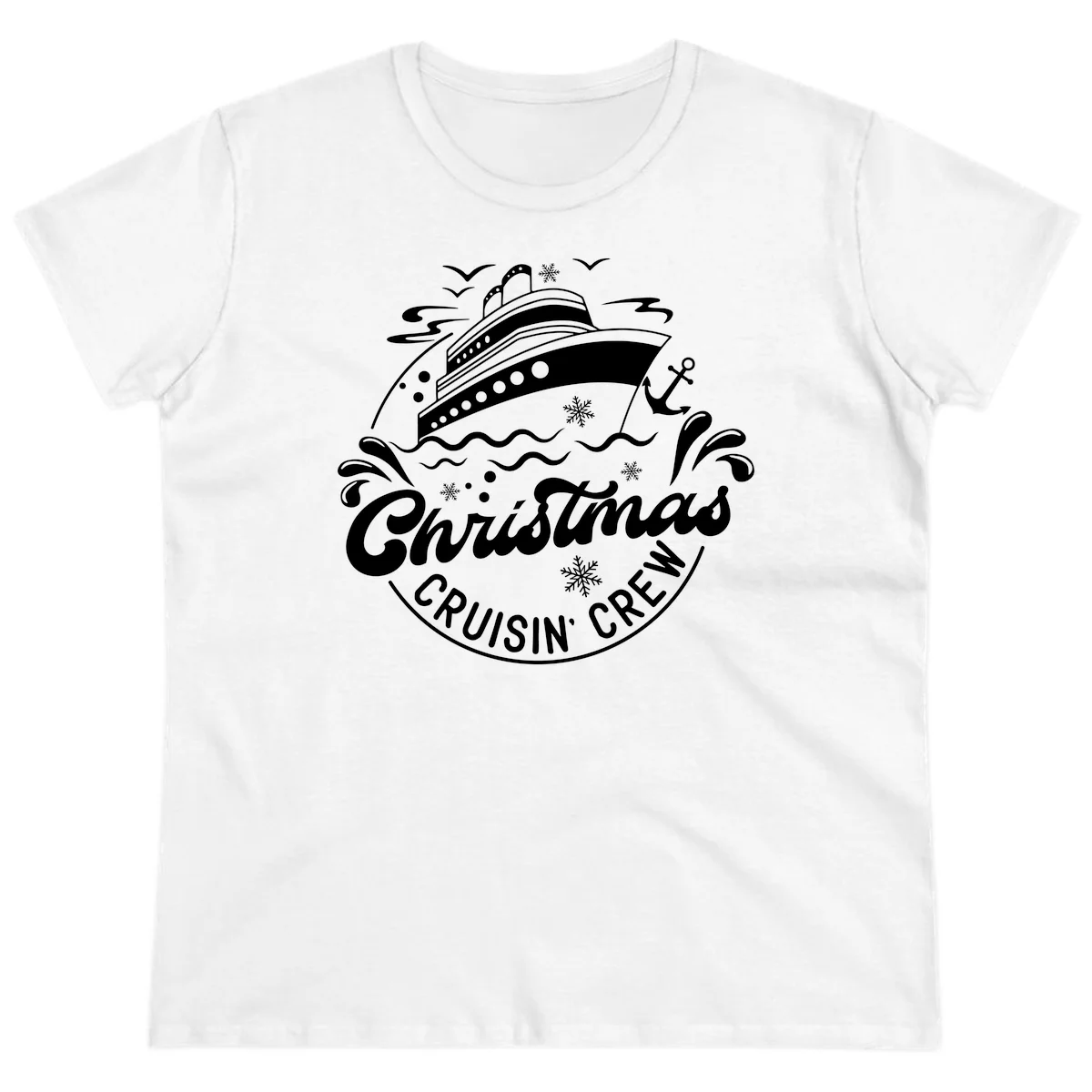 Christmas Cruisin' Crew Ladies Tee in White