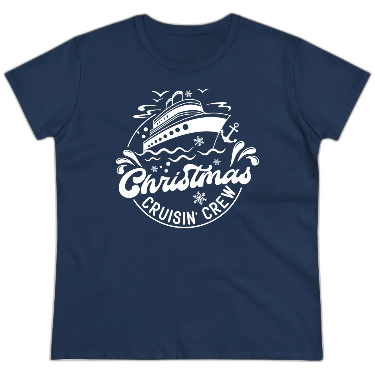 Christmas Cruisin' Crew Ladies Tee in Navy