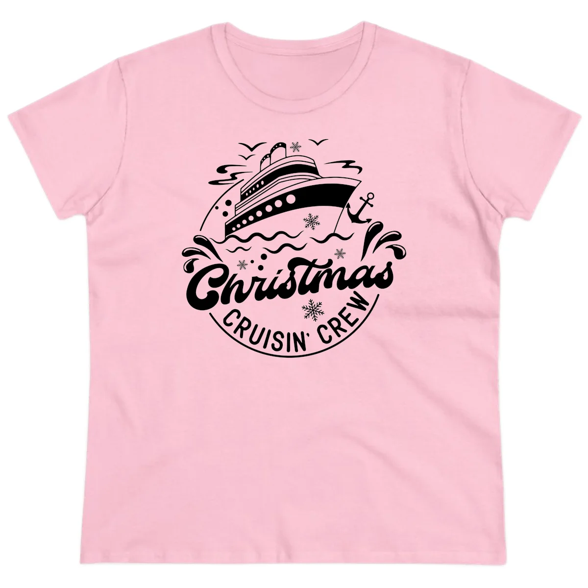 Christmas Cruisin' Crew Ladies Tee in Light Pink