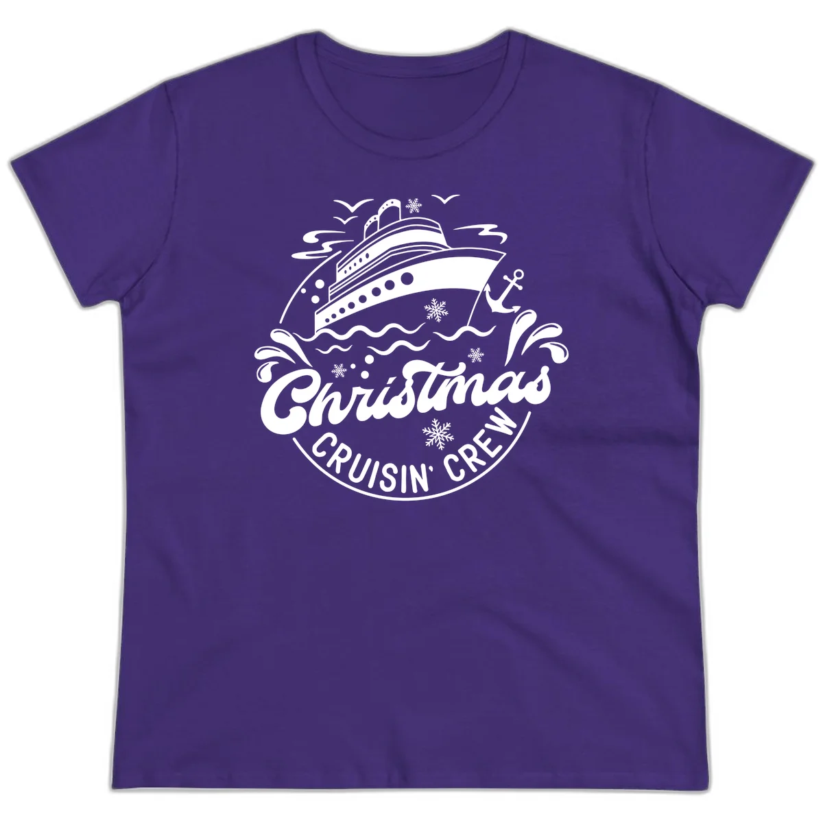 Christmas Cruisin' Crew Ladies Tee in Purple