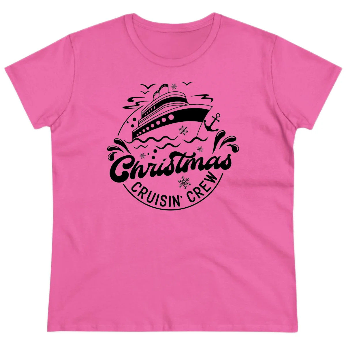 Christmas Cruisin' Crew Ladies Tee in Azalea