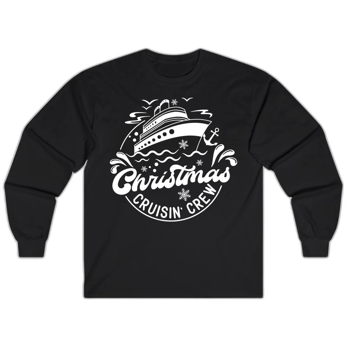 Christmas Cruisin' Crew Long Sleeve T-Shirt in Black
