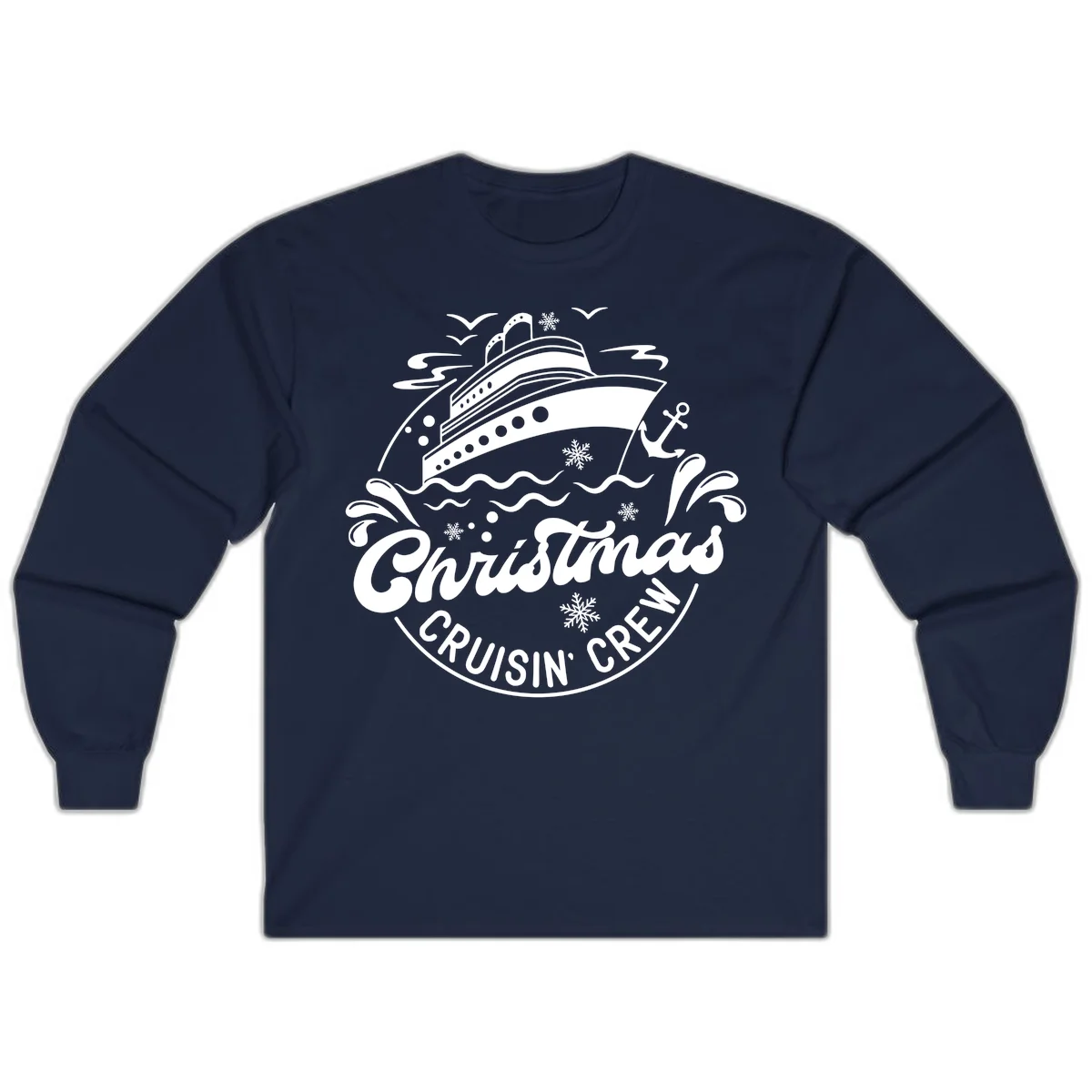 Christmas Cruisin' Crew Long Sleeve T-Shirt in Navy