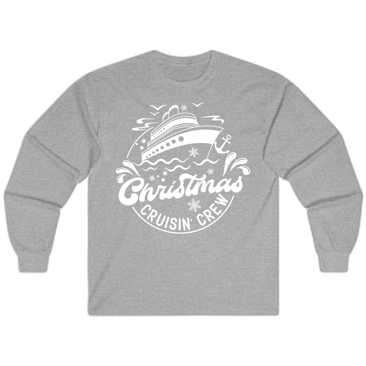 Christmas Cruisin' Crew Long Sleeve T-Shirt in Sport Grey