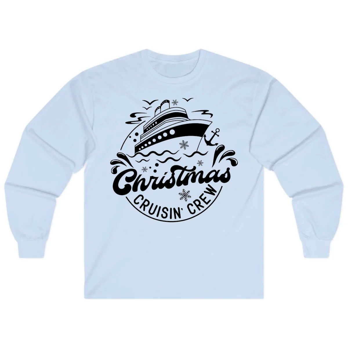 Christmas Cruisin' Crew Long Sleeve T-Shirt in Light Blue