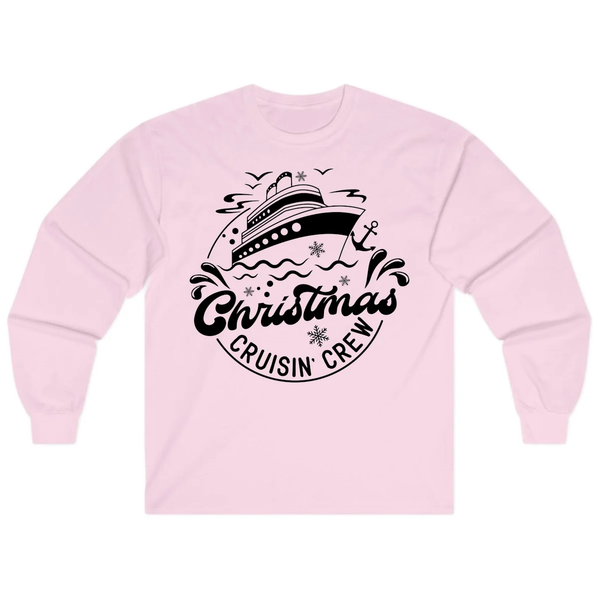 Christmas Cruisin' Crew Long Sleeve T-Shirt in Light Pink