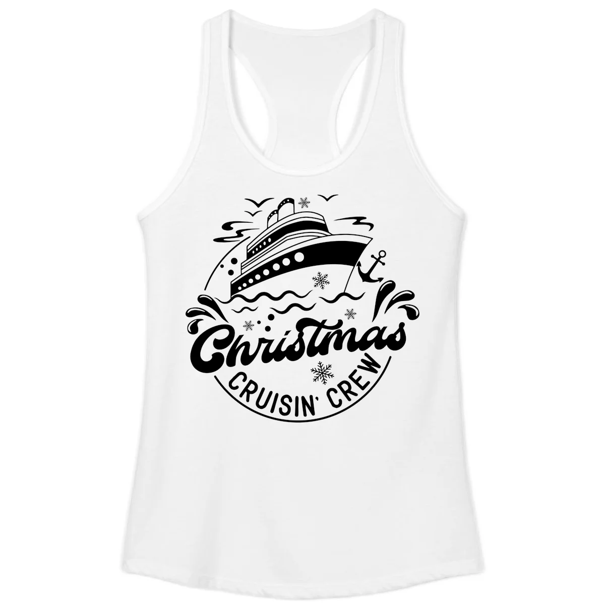 Christmas Cruisin' Crew Ladies Tank Top in White
