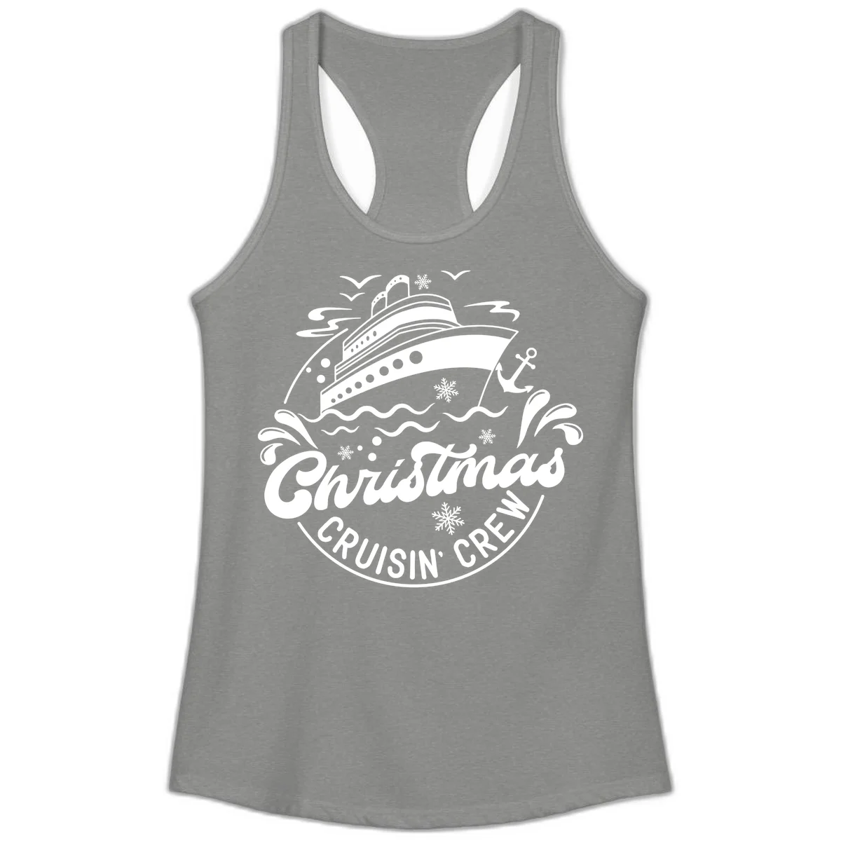 Christmas Cruisin' Crew Ladies Tank Top in Heather Grey