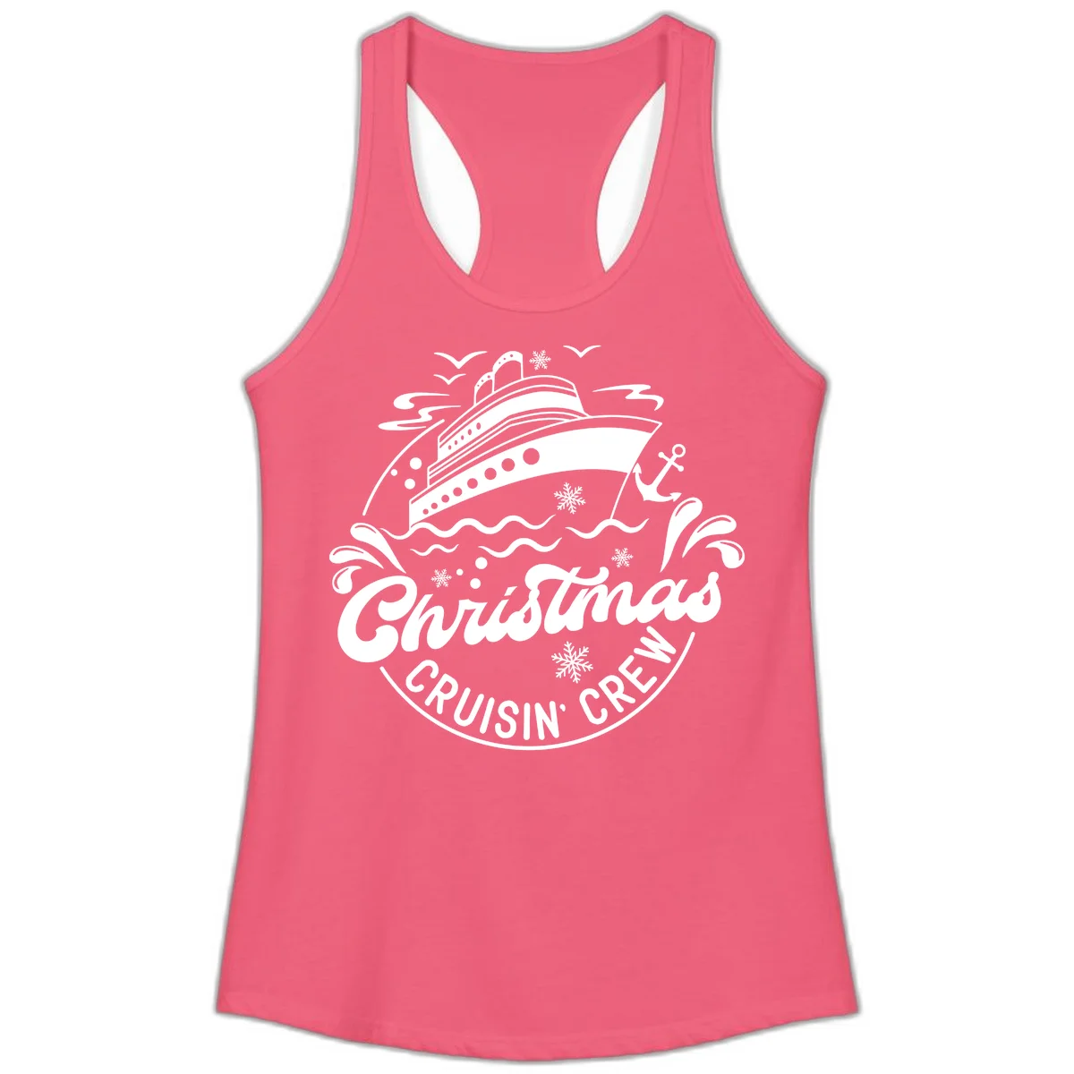 Christmas Cruisin' Crew Ladies Tank Top in Hot Pink