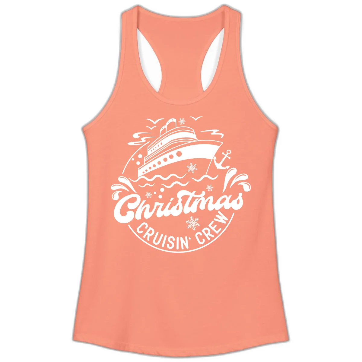 Christmas Cruisin' Crew Ladies Tank Top in Solid Light Orange