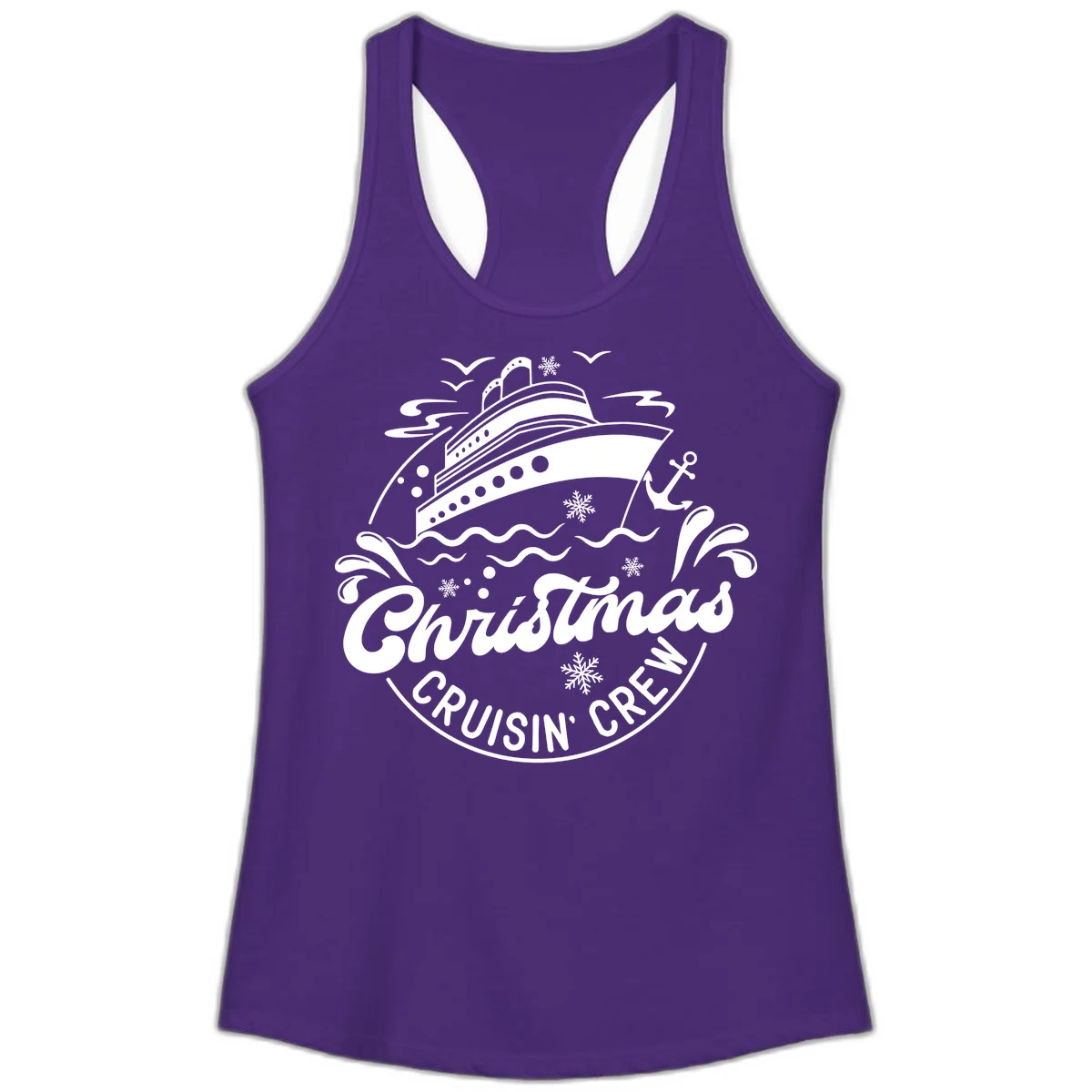 Christmas Cruisin' Crew Ladies Tank Top in Solid Purple Rush