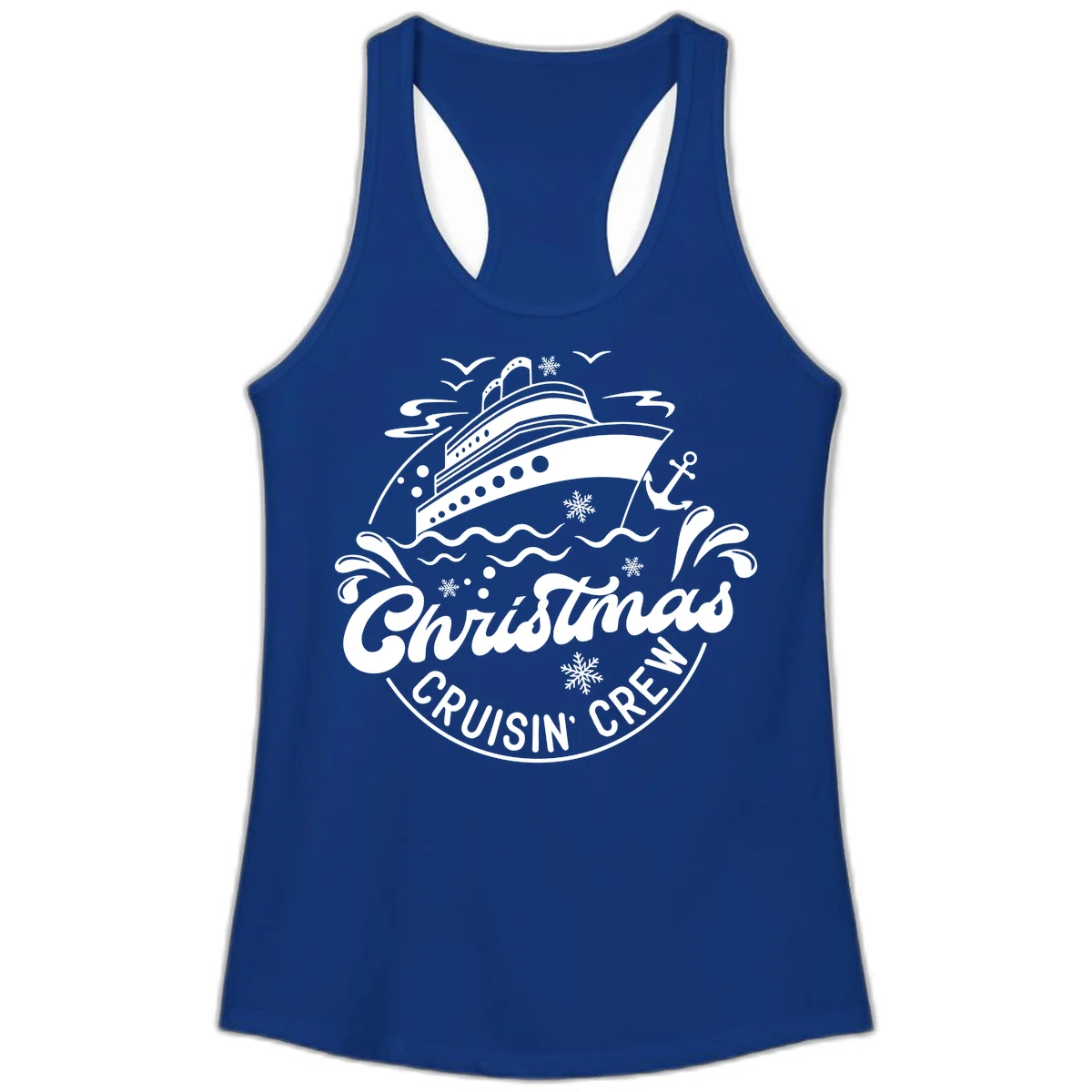 Christmas Cruisin' Crew Ladies Tank Top in Solid Royal