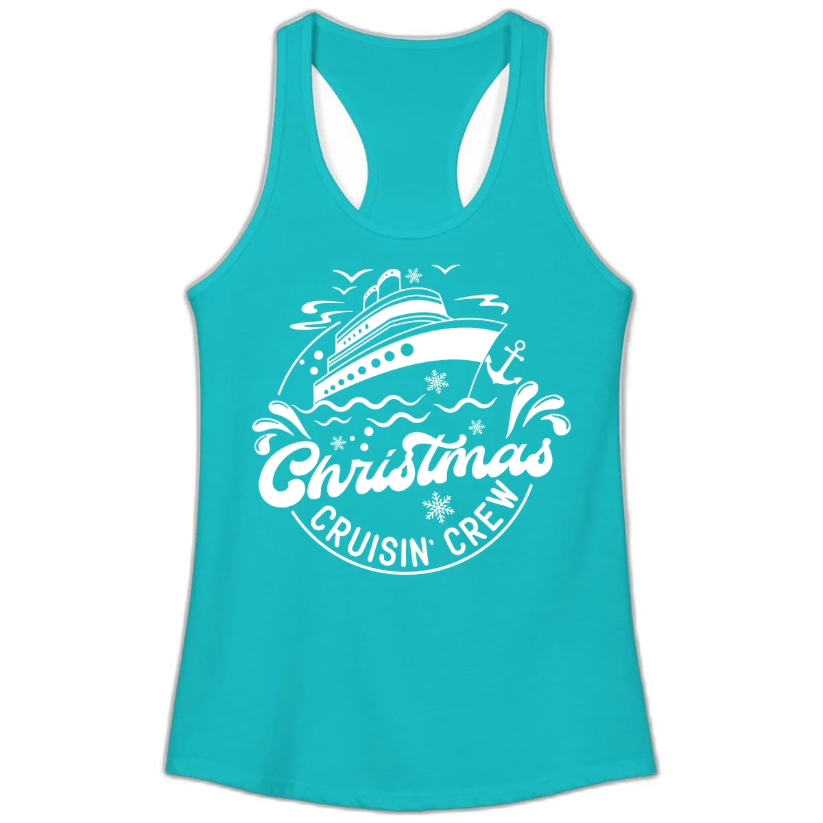 Christmas Cruisin' Crew Ladies Tank Top in Tahiti Blue