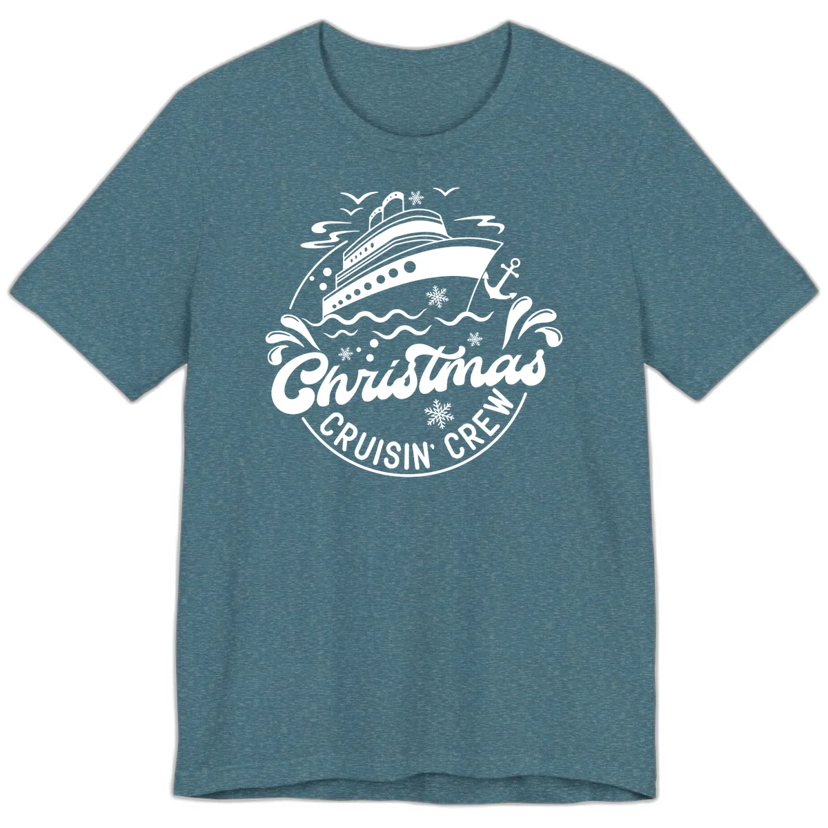 Christmas Cruisin' Crew Premium T-Shirt in Heather Deep Teal