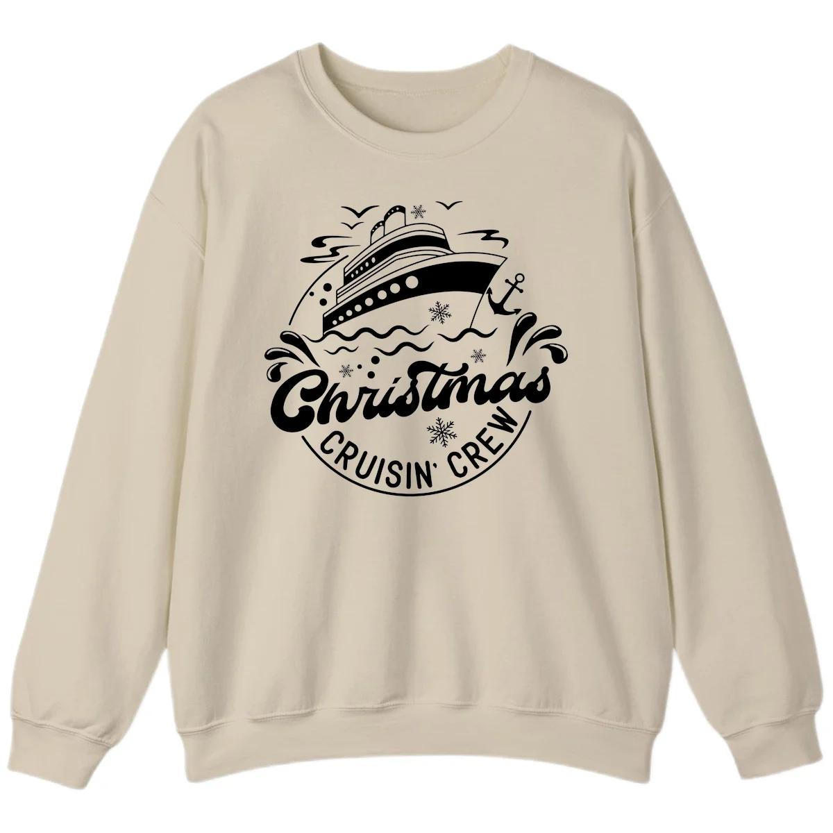 Christmas Cruisin' Crew Sweatshirt in Sand