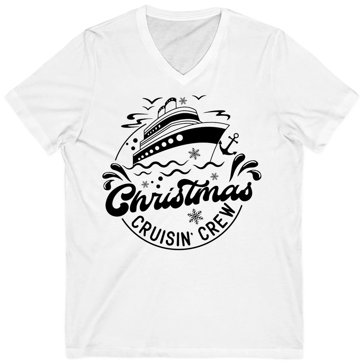 Christmas Cruisin' Crew V-Neck T-Shirt in White